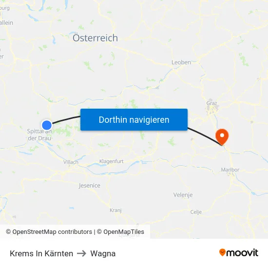 Krems In Kärnten to Wagna map