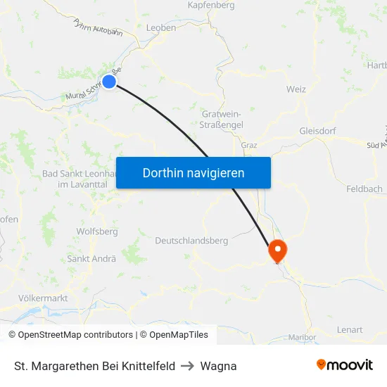 St. Margarethen Bei Knittelfeld to Wagna map
