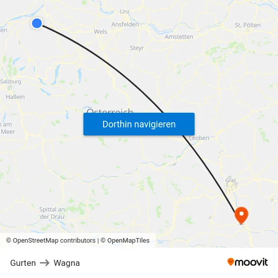 Gurten to Wagna map