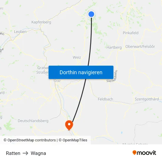 Ratten to Wagna map