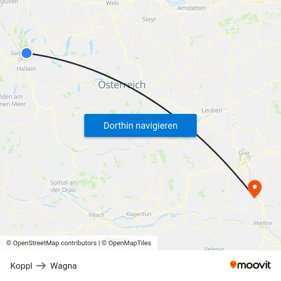 Koppl to Wagna map