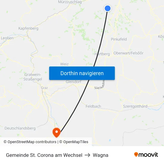 Gemeinde St. Corona am Wechsel to Wagna map