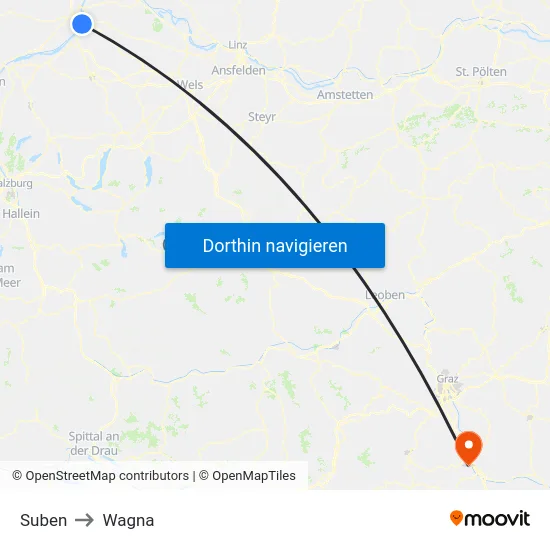 Suben to Wagna map