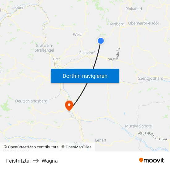 Feistritztal to Wagna map