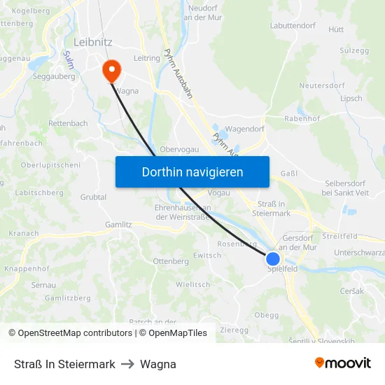 Straß In Steiermark to Wagna map