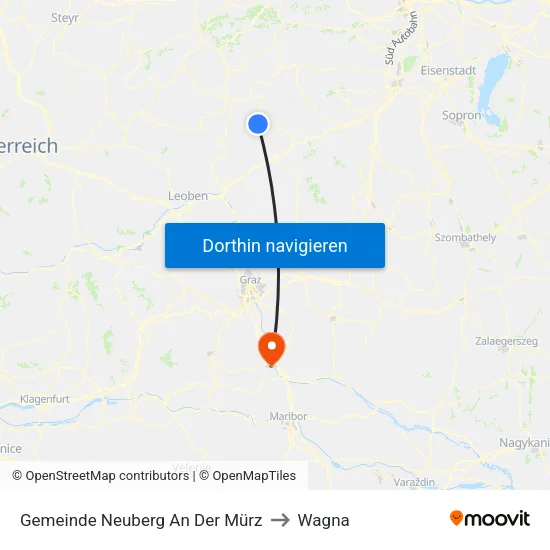 Gemeinde Neuberg An Der Mürz to Wagna map
