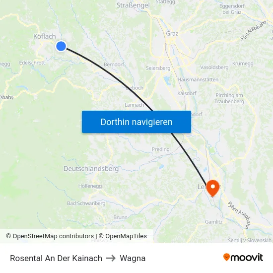 Rosental An Der Kainach to Wagna map