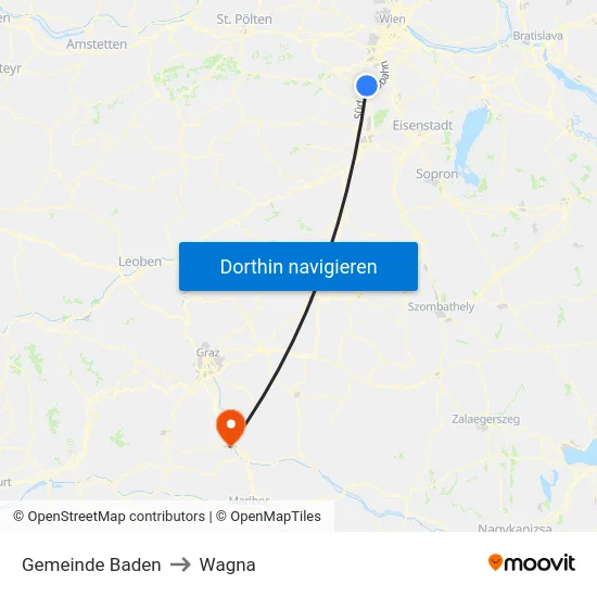 Gemeinde Baden to Wagna map