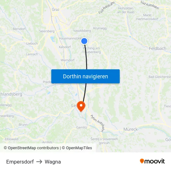 Empersdorf to Wagna map