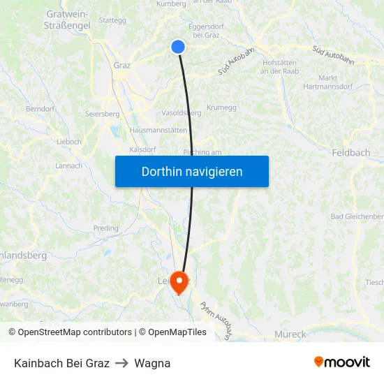 Kainbach Bei Graz to Wagna map