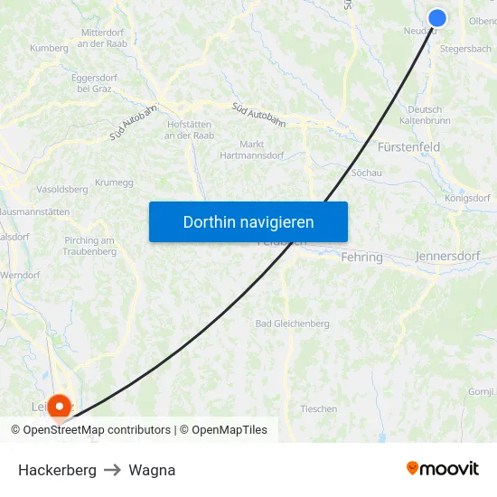 Hackerberg to Wagna map