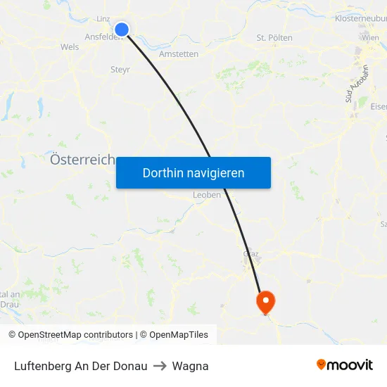 Luftenberg An Der Donau to Wagna map