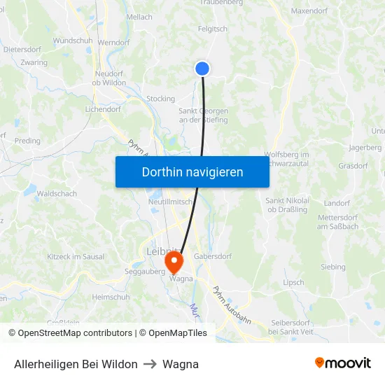 Allerheiligen Bei Wildon to Wagna map