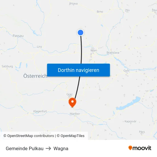Gemeinde Pulkau to Wagna map