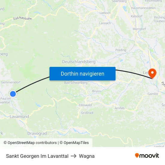 Sankt Georgen Im Lavanttal to Wagna map
