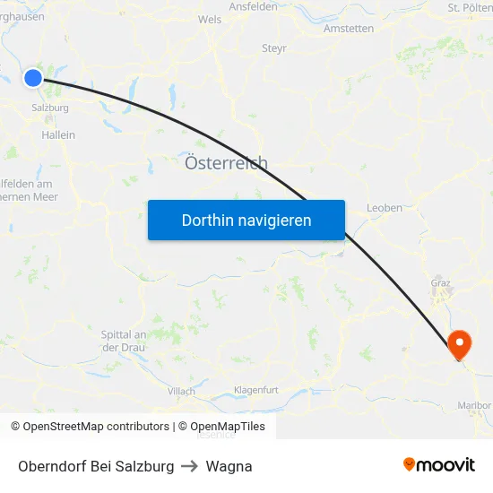 Oberndorf Bei Salzburg to Wagna map