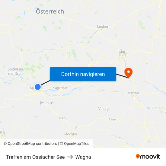 Treffen am Ossiacher See to Wagna map