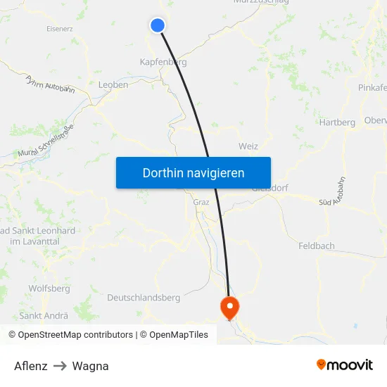 Aflenz to Wagna map