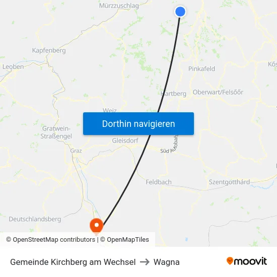 Gemeinde Kirchberg am Wechsel to Wagna map