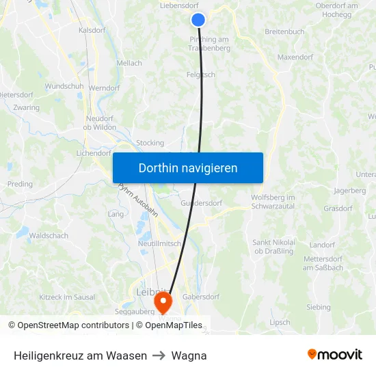 Heiligenkreuz am Waasen to Wagna map
