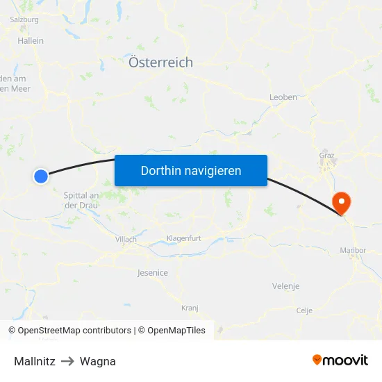 Mallnitz to Wagna map