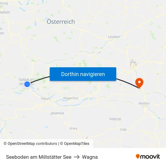 Seeboden am Millstätter See to Wagna map