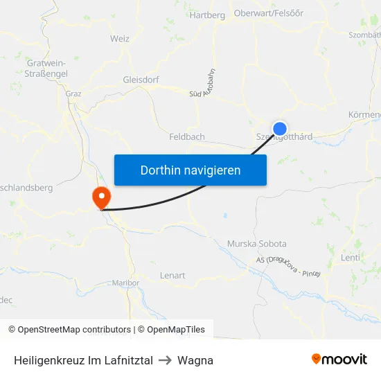 Heiligenkreuz Im Lafnitztal to Wagna map