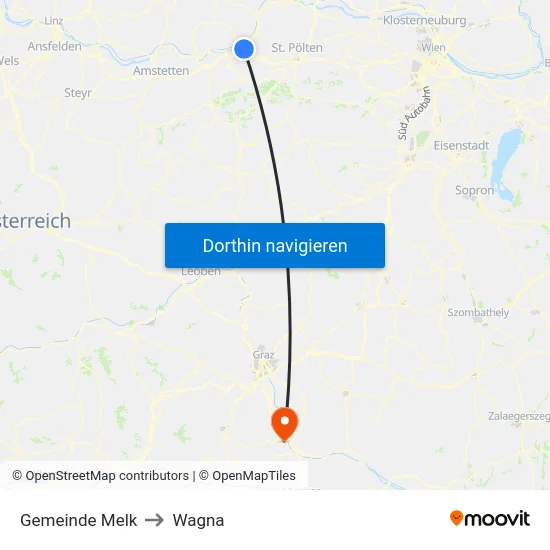 Gemeinde Melk to Wagna map
