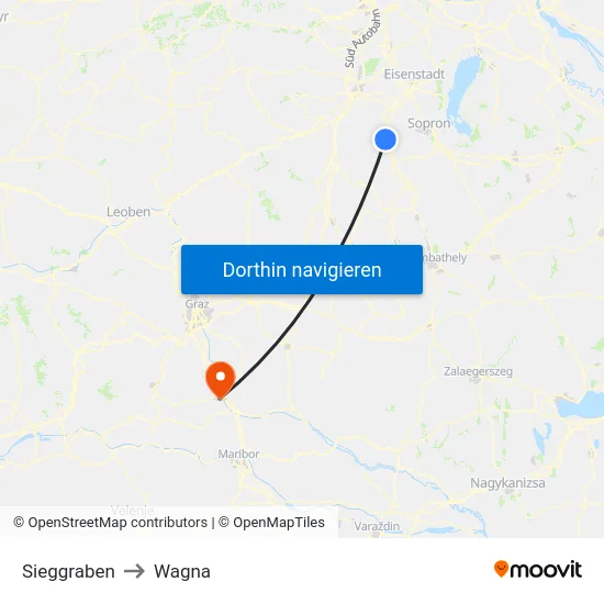 Sieggraben to Wagna map