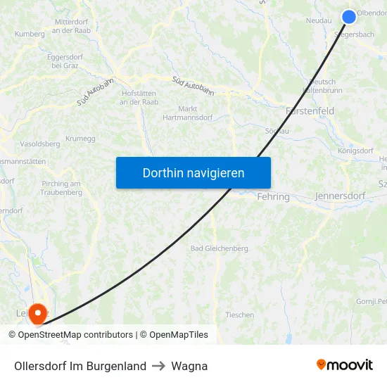 Ollersdorf Im Burgenland to Wagna map