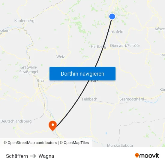 Schäffern to Wagna map
