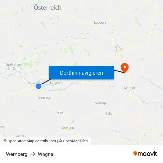 Wernberg to Wagna map