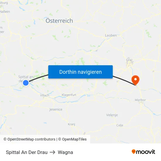 Spittal An Der Drau to Wagna map