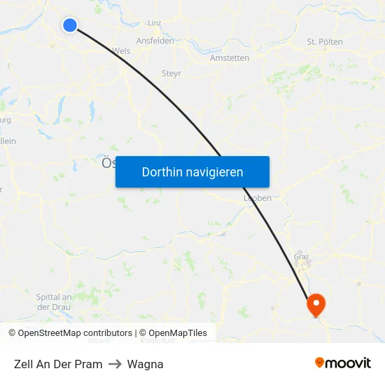 Zell An Der Pram to Wagna map