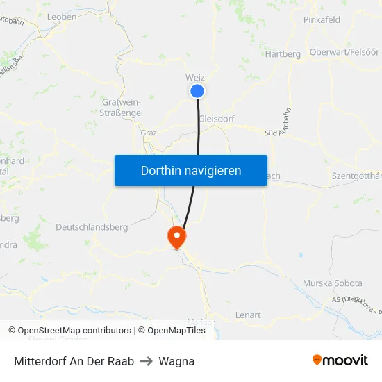 Mitterdorf An Der Raab to Wagna map