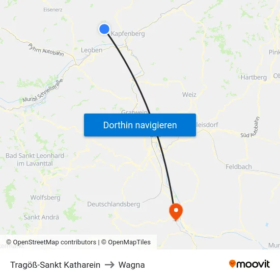 Tragöß-Sankt Katharein to Wagna map