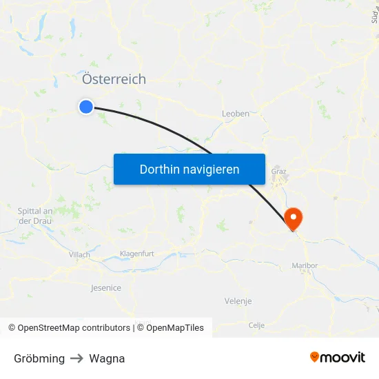 Gröbming to Wagna map
