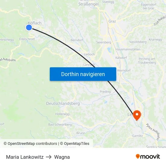Maria Lankowitz to Wagna map