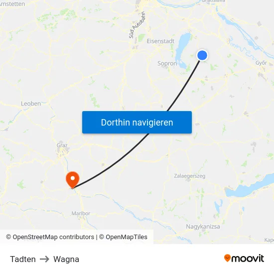 Tadten to Wagna map