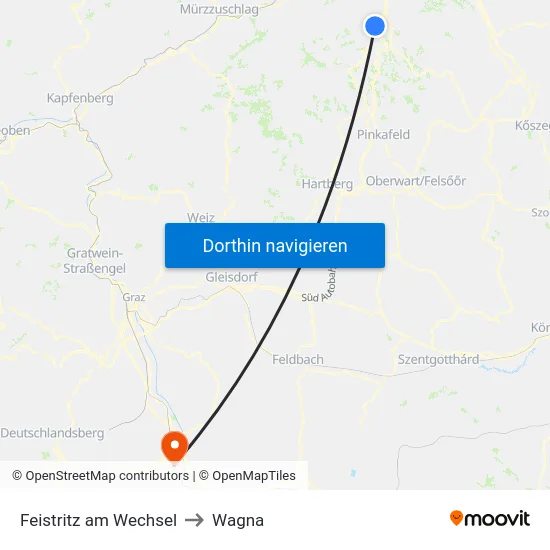 Feistritz am Wechsel to Wagna map