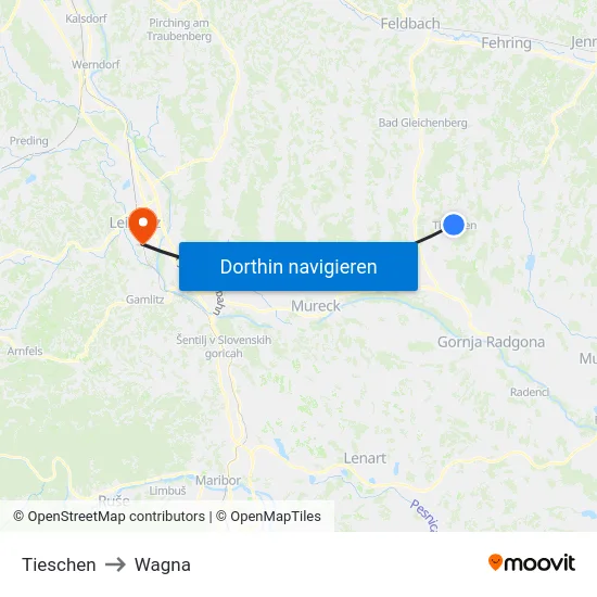 Tieschen to Wagna map