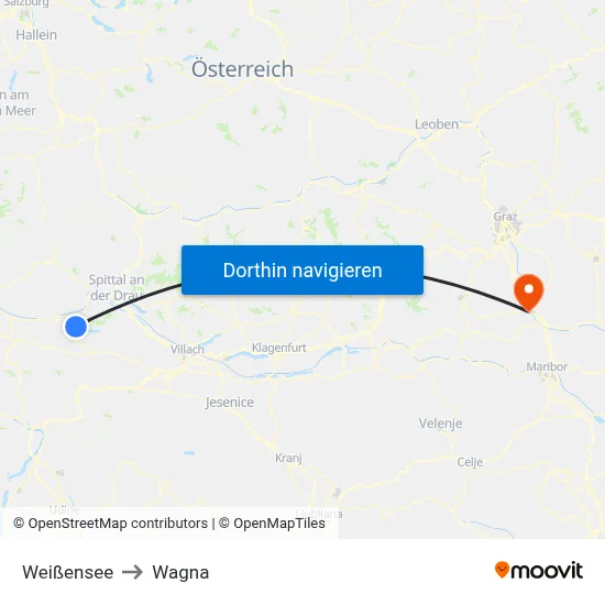 Weißensee to Wagna map