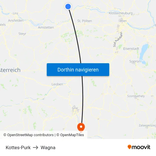 Kottes-Purk to Wagna map