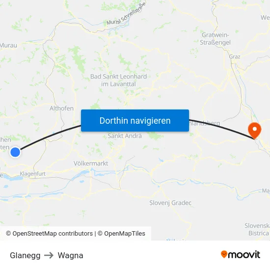 Glanegg to Wagna map