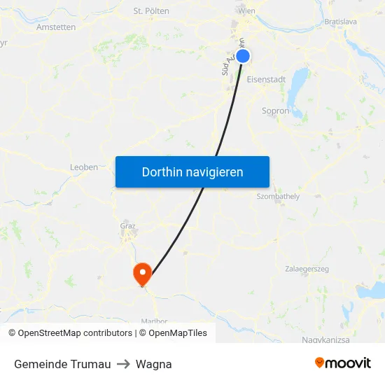 Gemeinde Trumau to Wagna map