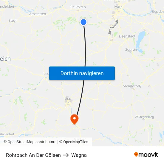 Rohrbach An Der Gölsen to Wagna map