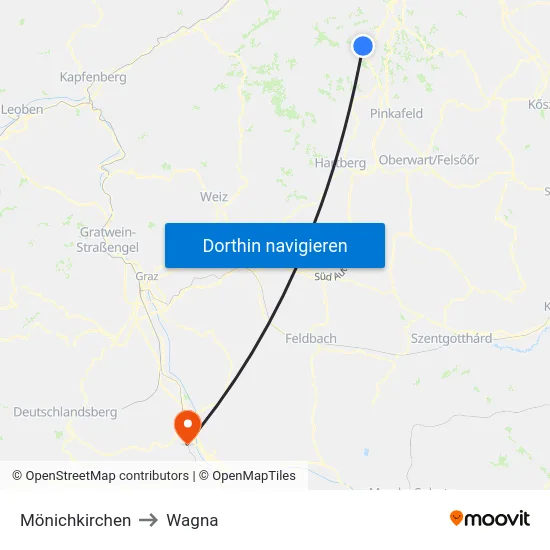 Mönichkirchen to Wagna map
