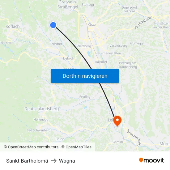 Sankt Bartholomä to Wagna map