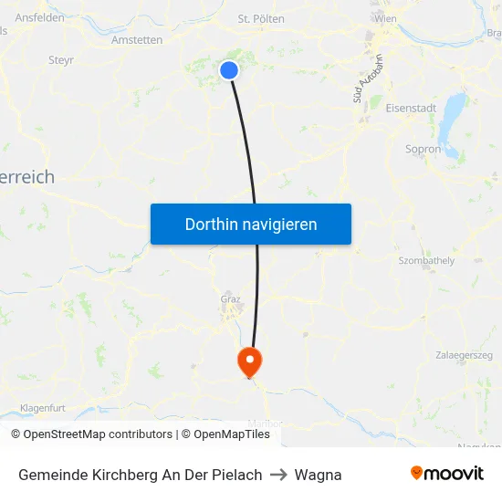 Gemeinde Kirchberg An Der Pielach to Wagna map