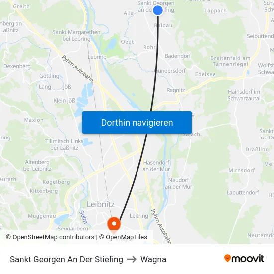 Sankt Georgen An Der Stiefing to Wagna map